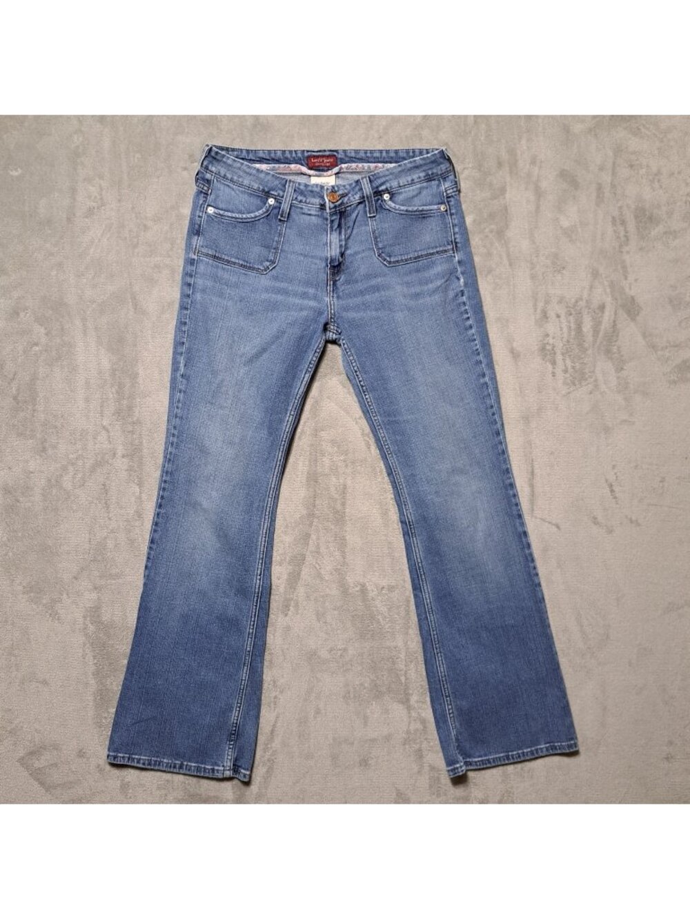Levis 545 Denim Size 10 Jean Low Boot Cut Medium Wash Stretch Blue Casual